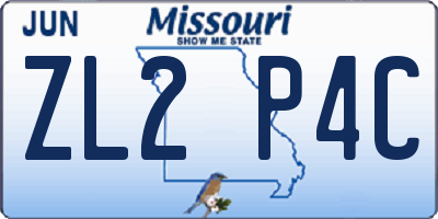 MO license plate ZL2P4C