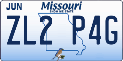 MO license plate ZL2P4G