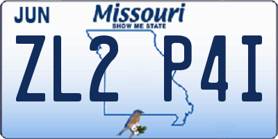 MO license plate ZL2P4I