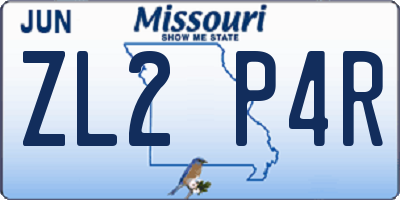 MO license plate ZL2P4R