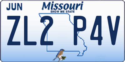 MO license plate ZL2P4V
