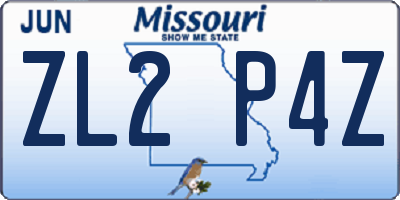 MO license plate ZL2P4Z