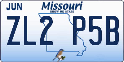 MO license plate ZL2P5B