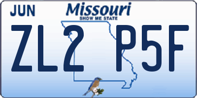MO license plate ZL2P5F
