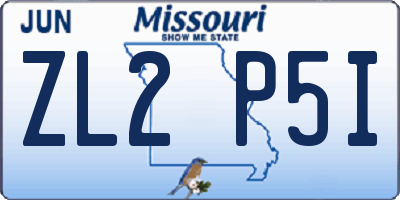MO license plate ZL2P5I