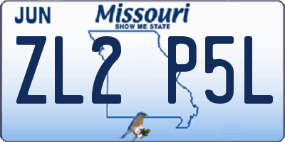 MO license plate ZL2P5L