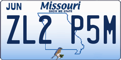 MO license plate ZL2P5M