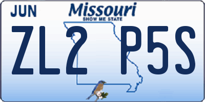 MO license plate ZL2P5S