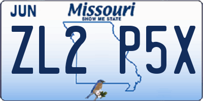 MO license plate ZL2P5X