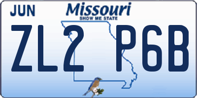 MO license plate ZL2P6B