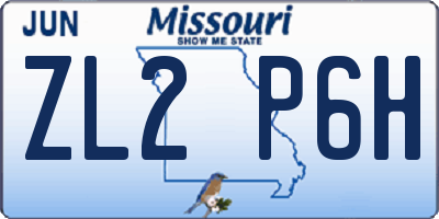 MO license plate ZL2P6H