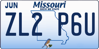 MO license plate ZL2P6U