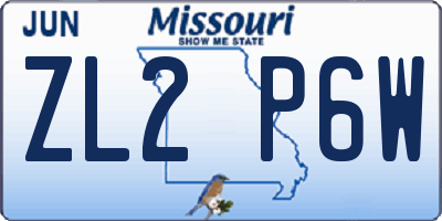 MO license plate ZL2P6W