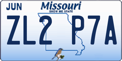 MO license plate ZL2P7A