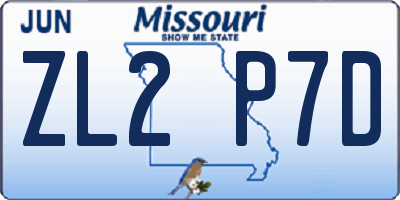 MO license plate ZL2P7D