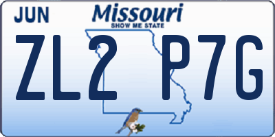 MO license plate ZL2P7G
