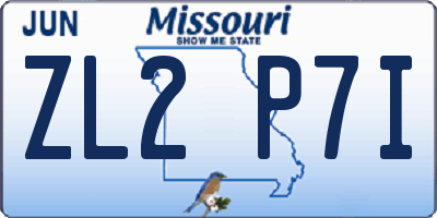 MO license plate ZL2P7I