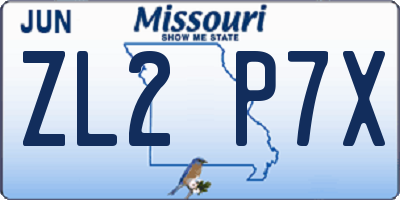 MO license plate ZL2P7X