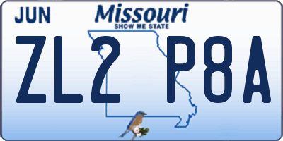 MO license plate ZL2P8A