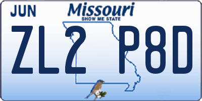 MO license plate ZL2P8D