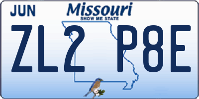 MO license plate ZL2P8E