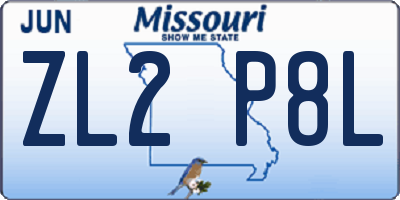 MO license plate ZL2P8L