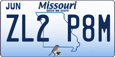 MO license plate ZL2P8M