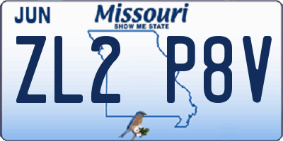 MO license plate ZL2P8V