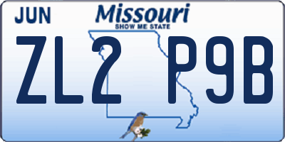 MO license plate ZL2P9B