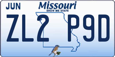 MO license plate ZL2P9D