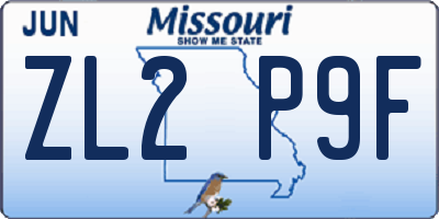 MO license plate ZL2P9F