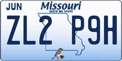 MO license plate ZL2P9H