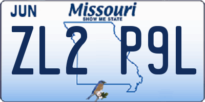 MO license plate ZL2P9L