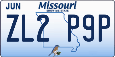 MO license plate ZL2P9P