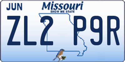 MO license plate ZL2P9R