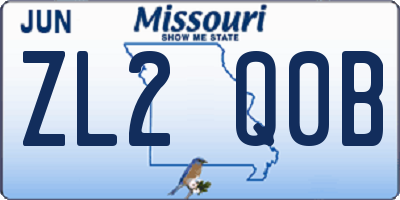 MO license plate ZL2Q0B