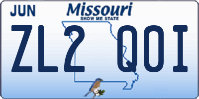 MO license plate ZL2Q0I