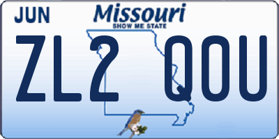 MO license plate ZL2Q0U