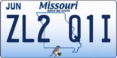 MO license plate ZL2Q1I