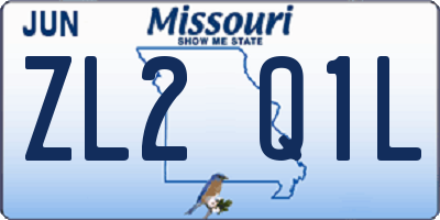 MO license plate ZL2Q1L