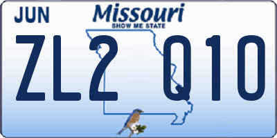 MO license plate ZL2Q1O