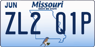 MO license plate ZL2Q1P
