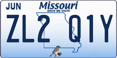 MO license plate ZL2Q1Y