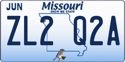 MO license plate ZL2Q2A