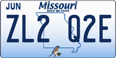 MO license plate ZL2Q2E