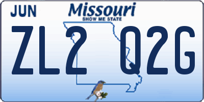MO license plate ZL2Q2G