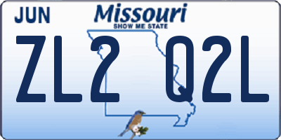 MO license plate ZL2Q2L