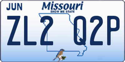 MO license plate ZL2Q2P