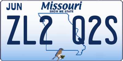 MO license plate ZL2Q2S