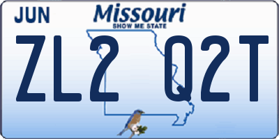MO license plate ZL2Q2T